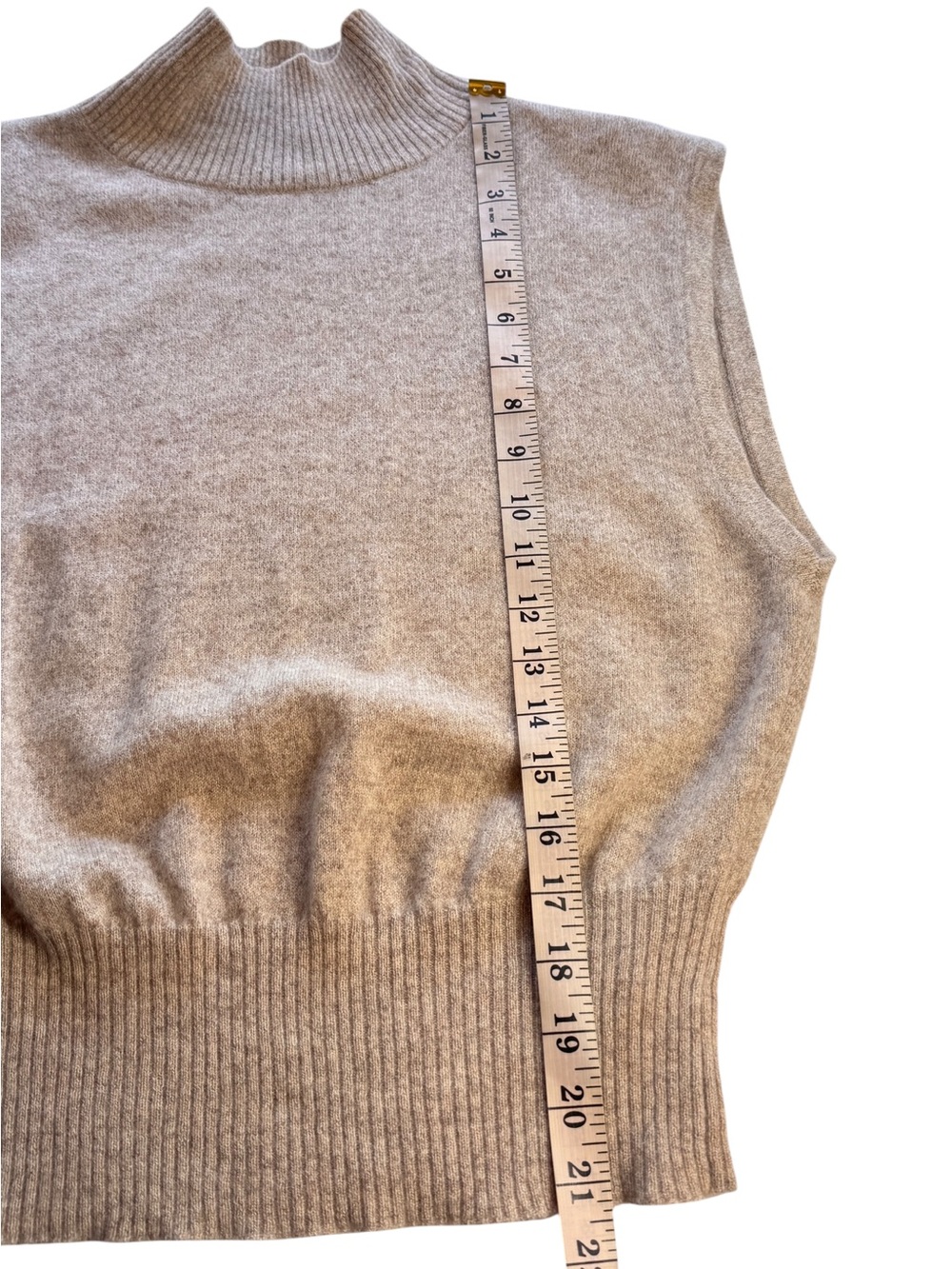 Reformation Arco Cashmere Blend Sleeveless Turtleneck Sweater Barley Medium Tan - Picture 11 of 11